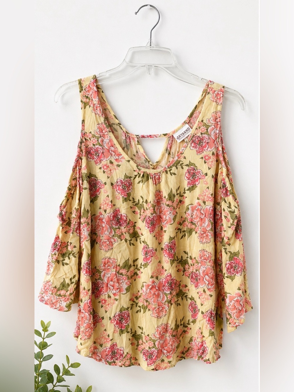 Shyanne Floral Cold Shoulder Boho Peasant Top Medium